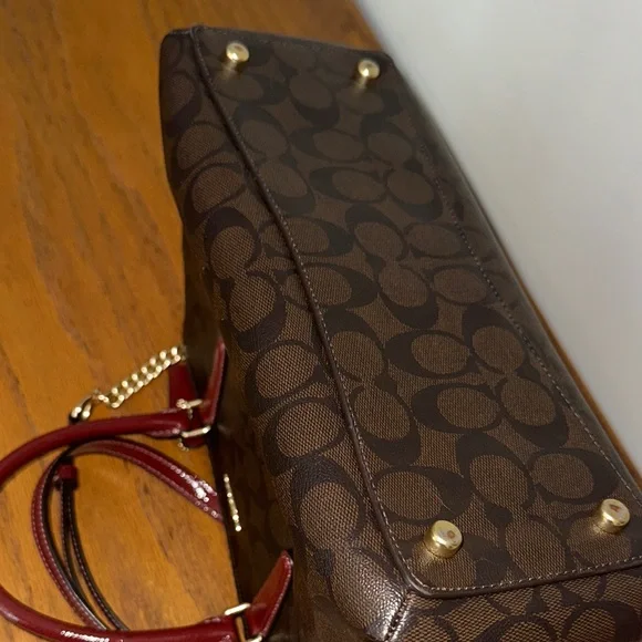 Coach Dark Brown and Burgundy Satchel - Picture 9 of 11